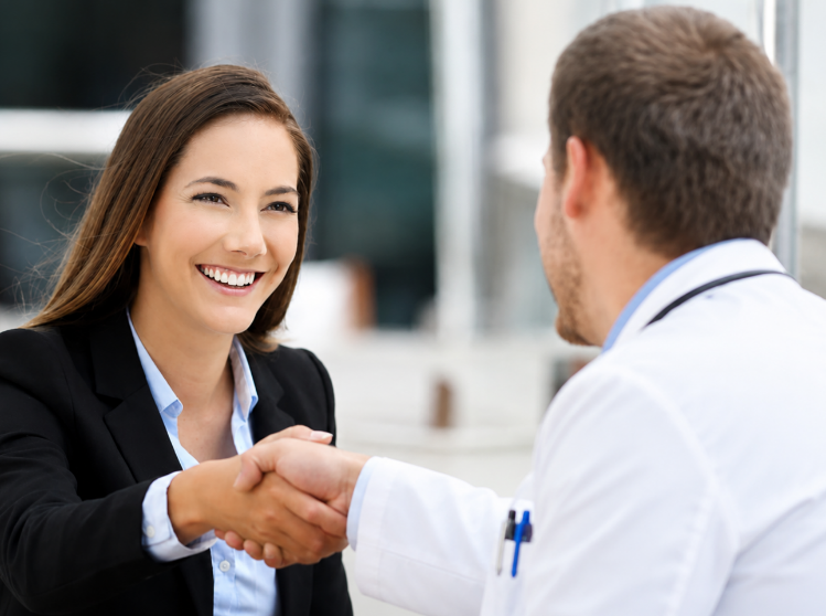 Business professional and medical provider forming a strategic partnership